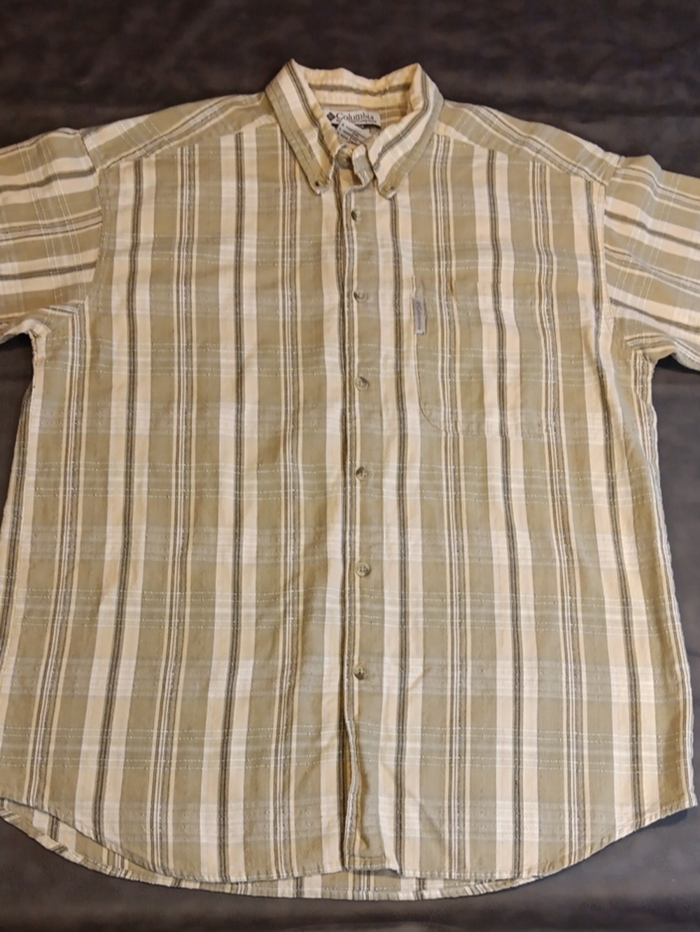 Columbia Men’s Textured Striped Short Sleeve Button Down Shirt XM7122 Size Large